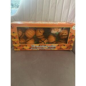 Vintage Jack O Lantern Pumpkin Time Blow Mold Flashing Light Set Halloween Kmart